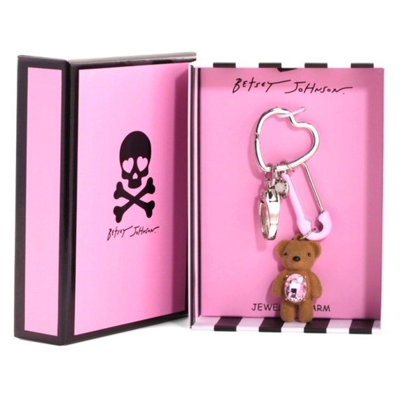 🤎🔹️Betsey Johnson🔹️ Paperclip  Brown Teddy Bear Keychain Bag Charm - Picture 1 of 3